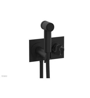 Phylrich 230-67/040 Basic II 3 1/2" Two Hole Wall Mount Bidet Spray Faucet with Marble Handle in Black