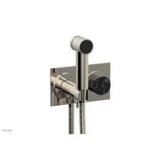 Phylrich 230-67/014 Basic II 3 1/2" Two Hole Wall Mount Bidet Spray Faucet with Marble Handle in Polished Nickel
