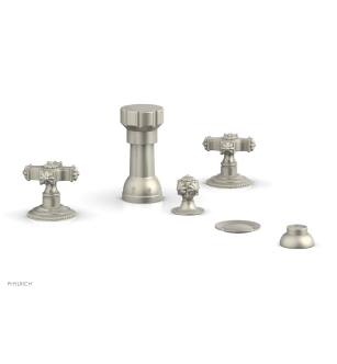 Phylrich 162-60/15B Marvelle Four Hole Deck Mounted Vertical Spray Bidet Faucet Set in Brushed Nickel