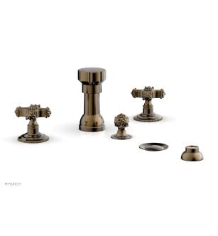 Phylrich 162-60/047 Marvelle Four Hole Deck Mounted Vertical Spray Bidet Faucet Set in Brass/Antique Brass