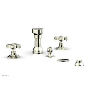 Phylrich 162-60/015 Marvelle Four Hole Deck Mounted Vertical Spray Bidet Faucet Set in Satin Nickel