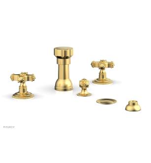 Phylrich 162-60/24B Marvelle Four Hole Deck Mounted Vertical Spray Bidet Faucet Set in Burnished Gold