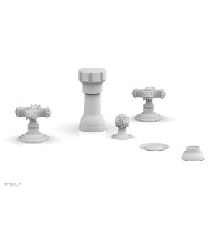 Phylrich 162-60/050 Marvelle Four Hole Deck Mounted Vertical Spray Bidet Faucet Set in White