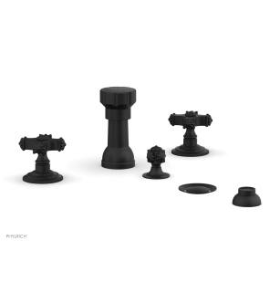 Phylrich 162-60/040 Marvelle Four Hole Deck Mounted Vertical Spray Bidet Faucet Set in Black
