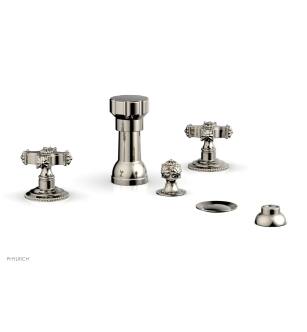 Phylrich 162-60/014 Marvelle Four Hole Deck Mounted Vertical Spray Bidet Faucet Set in Polished Nickel