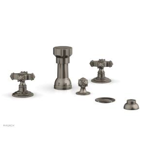 Phylrich 162-60/15A Marvelle Four Hole Deck Mounted Vertical Spray Bidet Faucet Set in Pewter