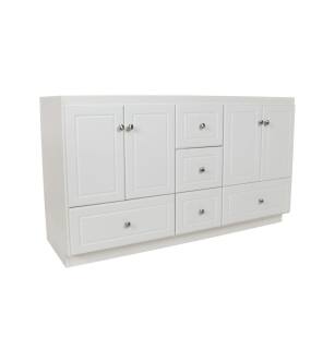 Strasser 01-000 Simplicity 60" Double Free Standing Vanity Cabinet Only - Less Vanity Top in Satin White