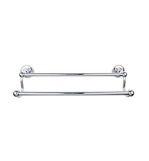 Top Knobs ED9PCA Edwardian Bath 26 1/2" Wall Mount Rope Backplate Double Towel Bar in Polished Chrome