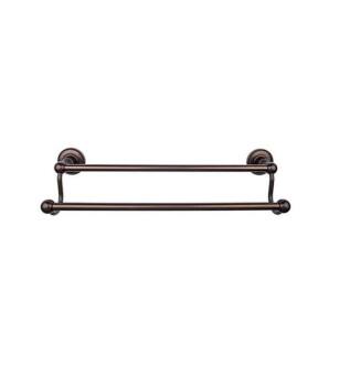 Top Knobs ED7ORBA Edwardian Bath 20 1/2" Wall Mount Beaded Backplate Double Towel Bar in Oil Rubbed Bronze