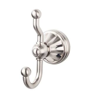 Top Knobs HUD2BSN Hudson Bath 4 3/4" Wall Mount Double Robe Hook in Brushed Satin Nickel