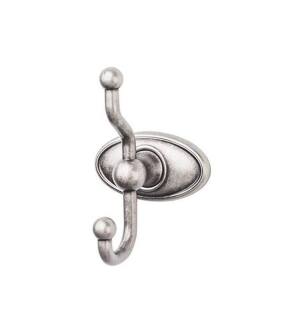 Top Knobs ED2APC Edwardian Bath 5" Wall Mount Oval Backplate Double Robe Hook in Antique Pewter