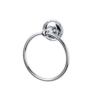 Top Knobs ED5PCE Edwardian Bath 7" Wall Mount Ribbon Backplate Towel Ring in Polished Chrome