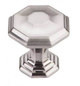 Top Knobs TK340BSN Chareau 1 1/8" Zinc Alloy Geometric Shaped Chalet Cabinet Knob in Brushed Satin Nickel
