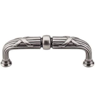 Top Knobs M935 Edwardian 3 3/4" Center to Center Zinc Alloy Ribbon & Reed D-Shaped Cabinet Pull in Pewter Antique