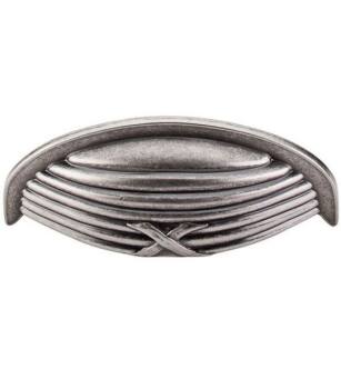 Top Knobs M938 Edwardian 3" Center to Center Zinc Alloy Ribbon & Reed Cup Cabinet Pull in Pewter Antique