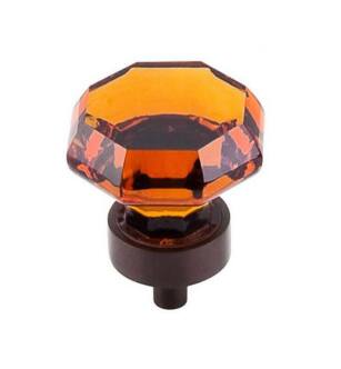 Top Knobs TK138ORB Crystal 1 3/8" Brass Geometric Shaped Wine Octagon Crystal Cabinet Knob in Oil Rubbed Bronze Base