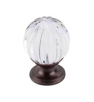 Top Knobs TK127ORB Crystal 1 1/8" Brass Round Shaped Clear Melon Crystal Cabinet Knob in Oil Rubbed Bronze Base