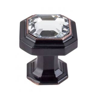 Top Knobs TK390TB Chareau 1 1/8" Zinc Alloy Geometric Shaped Crystal Emerald Cabinet Knob in Tuscan Bronze