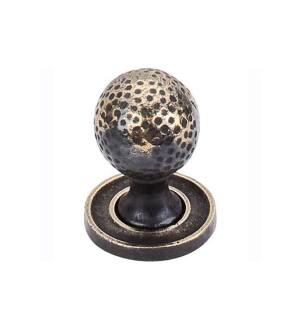 Top Knobs M44 Britannia 1 1/4" Iron Round Shaped Mottled Cabinet Knob with Backplate in Dark Antique Brass