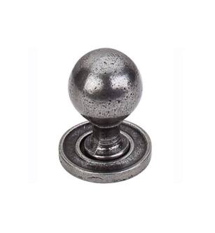 Top Knobs M50 Britannia 1 1/4" Iron Round Shaped Smooth Cabinet Knob with Backplate in Cast Iron