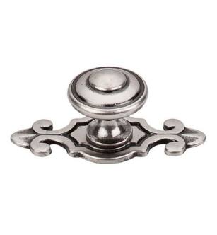 Top Knobs M464 Britannia 1 1/4" Zinc Mushroom Shaped Canterbury Cabinet Knob with Backplate in Pewter Antique