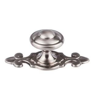 Top Knobs M2135 Britannia 1 1/4" Zinc Alloy Mushroom Shaped Canterbury Cabinet Knob with Backplate in Brushed Satin Nickel