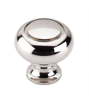 Top Knobs M1309 Asbury 1 1/4" Brass Mushroom Shaped Ring Cabinet Knob in Polished Nickel
