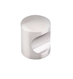 Top Knobs SS22 Stainless 1" Steel Cylindrical Shaped Indent Cabinet Knob in Brushed Stainless Steel