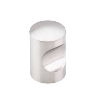 Top Knobs SS20 Stainless 5/8" Steel Cylindrical Shaped Indent Cabinet Knob in Brushed Stainless Steel