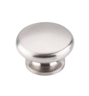 Top Knobs SS19 Stainless 1 1/2" Steel Mushroom Shaped Flat Round Cabinet Knob in Brushed Stainless Steel