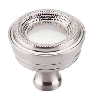 Top Knobs M1594 Edwardian 1 3/8" Hollow Brass Mushroom Shaped Beaded Cabinet Knob in Brushed Satin Nickel