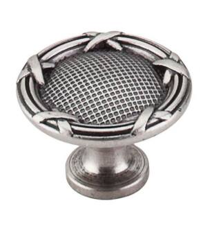 Top Knobs M941 Edwardian 1 1/4" Zinc Alloy Mushroom Shaped Ribbon & Reed Cabinet Knob in Pewter Antique