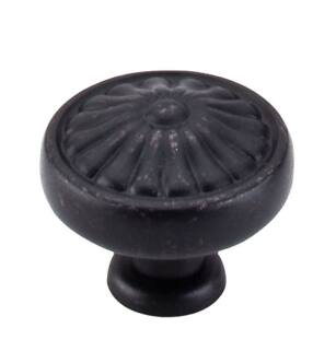 Top Knobs M602 Normandy 1 1/4" Brass Round Shaped Flower Cabinet Knob in Patina Black