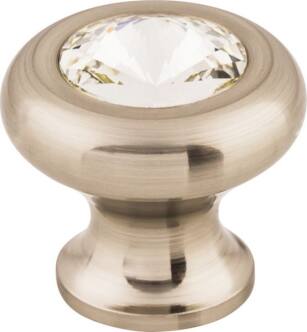 Top Knobs TK846 Serene 1 1/4" Brass Mushroom Shaped Hayley Crystal Cabinet Knob in Brushed Satin Nickel