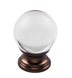 Top Knobs TK841ORB Serene 1 1/4" Zinc Alloy Round Shaped Clarity Clear Glass Cabinet Knob with Backplate in Oil Rubbed Bronze Base