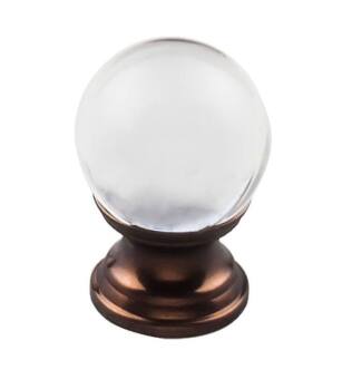 Top Knobs TK840ORB Serene 1" Zinc Alloy Round Shaped Clarity Clear Glass Cabinet Knob with Backplate in Oil Rubbed Bronze Base