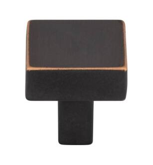 Top Knobs TK740UM Barrington 1 1/8" Zinc Alloy Square Shaped Channing Cabinet Knob in Umbrio