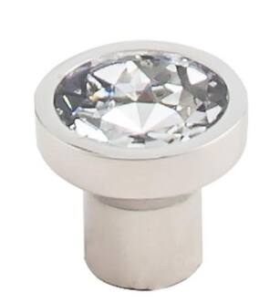 Top Knobs TK735PN Barrington 7/8" Zinc Alloy Round Shaped Wentworth Crystal Cabinet Knob in Polished Nickel Base
