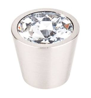 Top Knobs TK136BSN Crystal 3/4" Brass Cone Shaped Clear Crystal Center Cabinet Knob in Brushed Satin Nickel