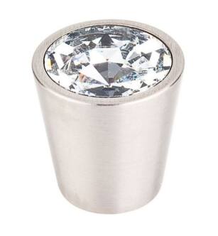 Top Knobs TK135BSN Crystal 1 1/8" Brass Cone Shaped Clear Crystal Center Cabinet Knob in Brushed Satin Nickel
