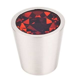 Top Knobs TK133BSN Crystal 1 1/8" Brass Cone Shaped Wine Crystal Center Cabinet Knob in Brushed Satin Nickel