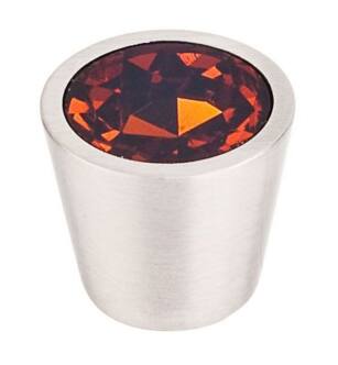 Top Knobs TK134BSN Crystal 3/4" Brass Cone Shaped Wine Crystal Center Cabinet Knob in Brushed Satin Nickel