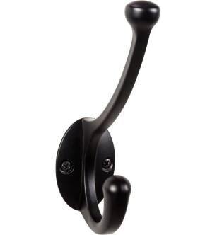 Top Knobs TK1064BLK Bergen 3 3/8" Wall Mount Robe Hook in Flat Black