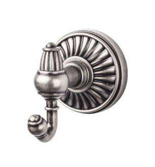 Top Knobs TUSC2PTA Tuscany Bath 3" Wall Mount Double Robe Hook in Antique Pewter