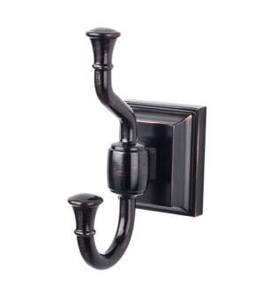 Top Knobs STK2TB Stratton Bath 5 1/8" Wall Mount Double Robe Hook in Tuscan Bronze