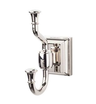 Top Knobs STK2PN Stratton Bath 5 1/8" Wall Mount Double Robe Hook in Polished Nickel