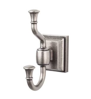 Top Knobs STK2AP Stratton Bath 5 1/8" Wall Mount Double Robe Hook in Antique Pewter