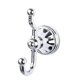 Top Knobs HUD2PC Hudson Bath 4 3/4" Wall Mount Double Robe Hook in Polished Chrome