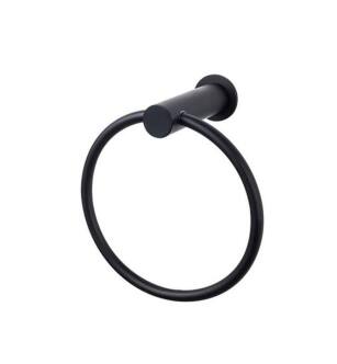 Top Knobs HOP5BLK Hopewell Bath 6 3/8" Wall Mount Towel Ring in Flat Black