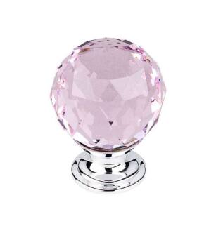 Top Knobs TK118PC Crystal 1 3/8" Brass Round Shaped Pink Crystal Cabinet Knob in Polished Chrome Base